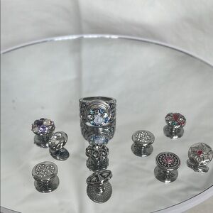 Elegant Silver Snap ring and 10 Silver Gemstone snaps by GS Petite